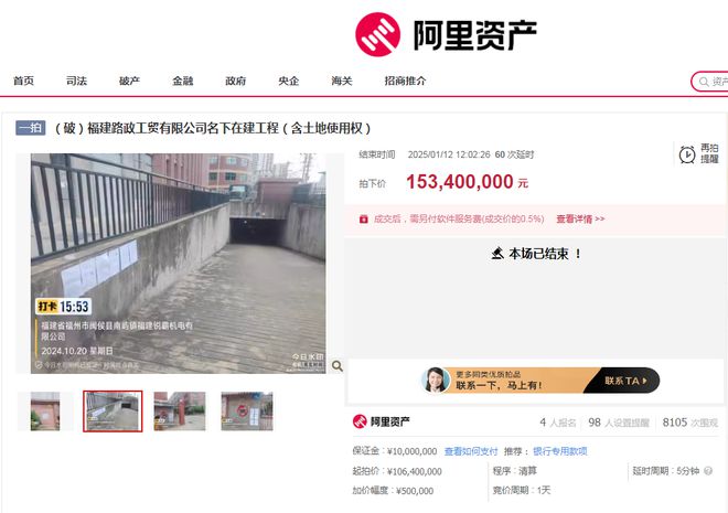 153亿！福州一企业破产清算名下房产溢价44%拍出